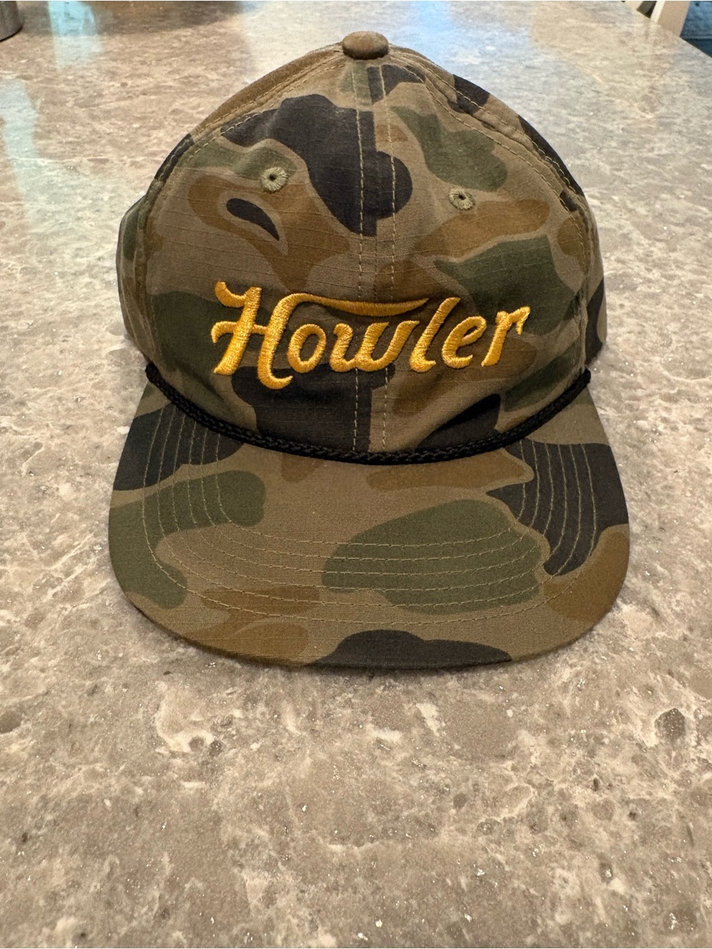 NWOT HOWLER BROTHERS Camo Unstructured Snapback Hat with gold stitching